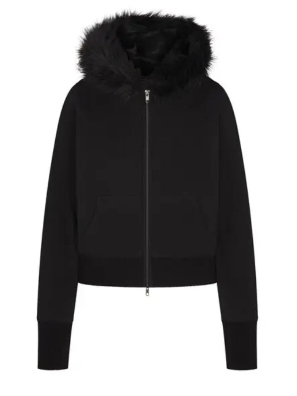 NEW SKIMS Cotton Fleece Fur Lined Zip Up Hoodie Onyx Black Medium NWT - Picture 4 of 5
